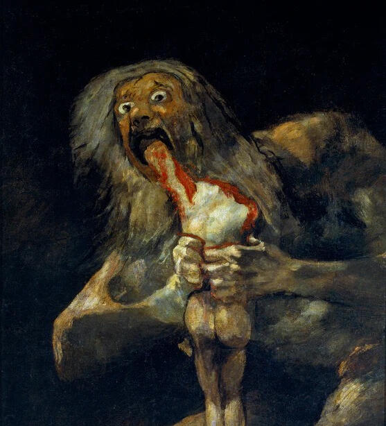 "Saturn Devouring his son" by Francisco De Goya 1820 - 1823